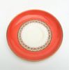 Picture of Vintage Aynsley Bone China Orange & Pale Butter Yellow Demitasse Cup & Saucer with Brown Scroll Details