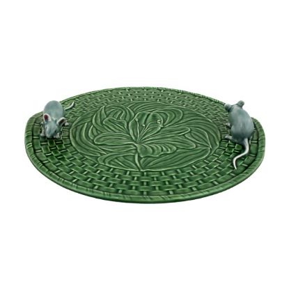 Picture of Bordallo Pinheiro Lily Cheese Tray with Mice