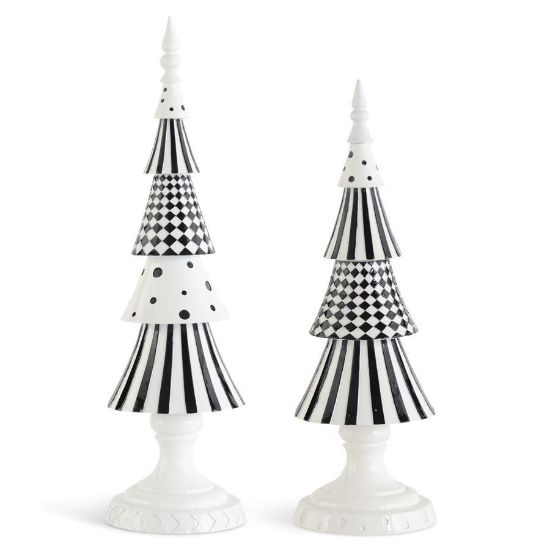 Picture of K&K Interiors Pair of Black & White Abstract Resin Trees