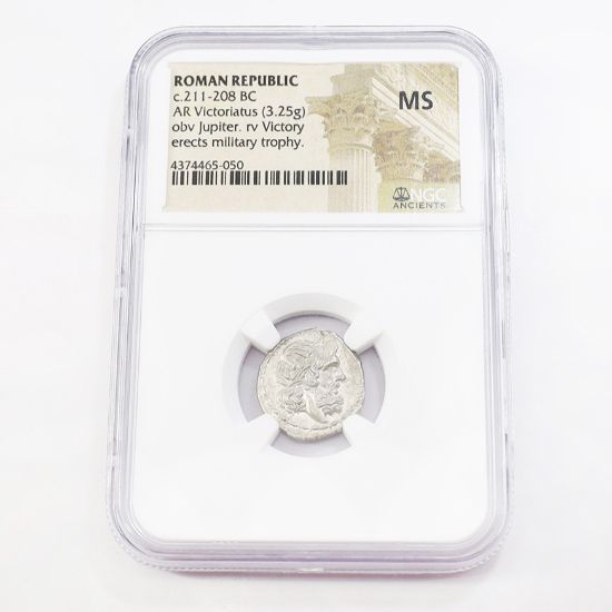 Picture of Victoriatus, No issue, c.211-208 BC, Roman Republic, AR Victoriatus, NGC MS