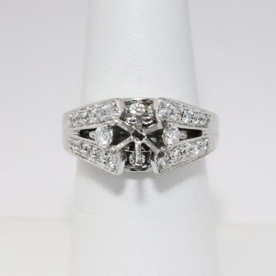 Picture of 14k White Gold Diamond Semi-Mount Engagement Ring 