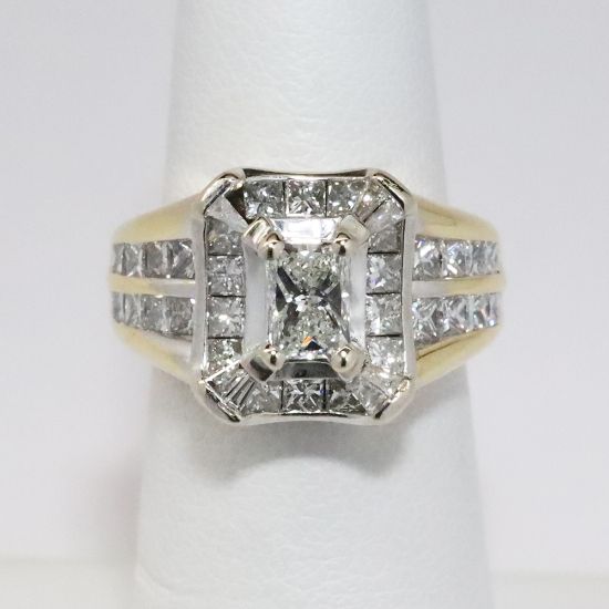 Picture of 14k Yellow Gold Emerald Cut Diamond Engagement Ring 
