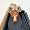 Picture of Vintage 1990s Judith Leiber Black Silk Evening Bag with Braided Gold Strap & Enameled Ram's Heads