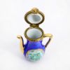 Picture of Limoges Porcelain 8-Piece Trinket Box Tea Set in Blue with Waterlily Motif