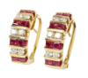 Picture of 14k Yellow Gold Ruby & Diamond Earrings