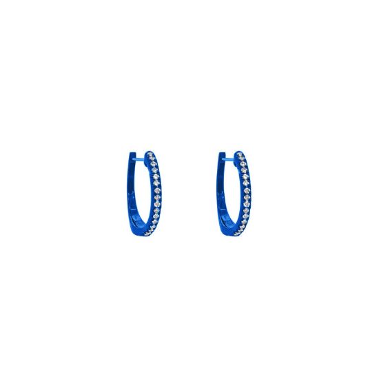 Picture of 14k Gold Galactic Blue Diamond Huggies Earrings