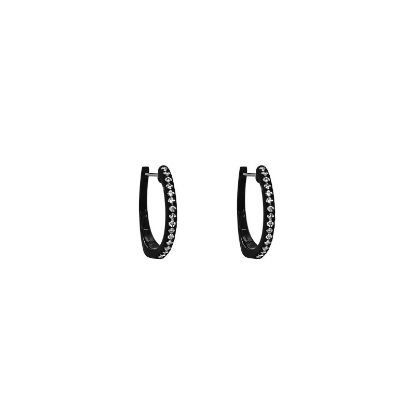 Picture of 14k Gold Space Black Diamond Huggies Earrings