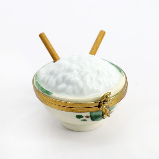 Picture of Limoges Porcelain Asian Bowl of Rice with Chopsticks Trinket Box