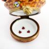 Picture of Limoges Porcelain Picnic Basket with Wine, Bread, Cheese, Flowers & Bugs Trinket Box 