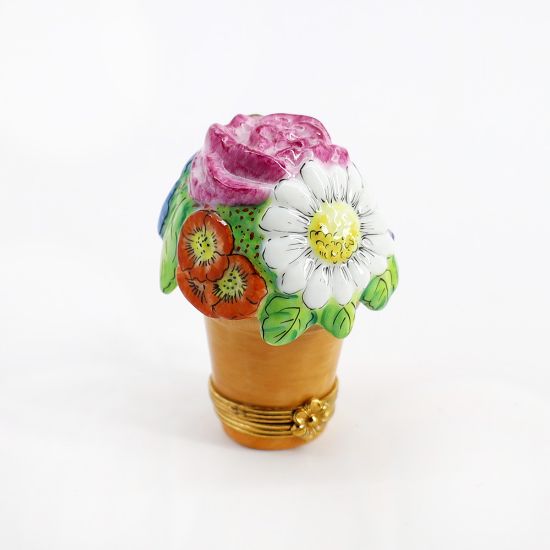 Picture of Limoges Porcelain Mixed Flowers in Pot Trinket Box