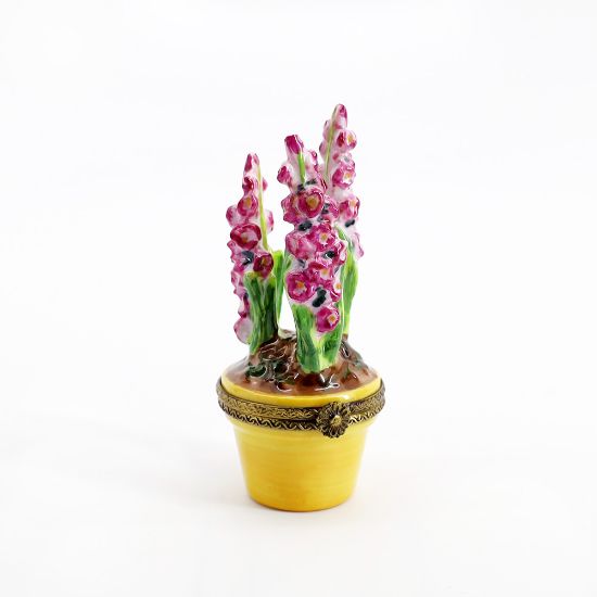 Picture of Limoges Porcelain Potted Purple Gladiolas Trinket Box 