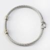 Picture of Stainless Steel and 18k White Gold Diamond Bracelet