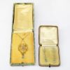 Picture of Antique Edwardian 15k Gold, Aquamarine & Seed Pearl Necklace & Earring Set
