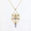 Picture of Antique Edwardian 15k Gold, Aquamarine & Seed Pearl Necklace & Earring Set